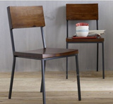 纯手工美式复古实木吧台椅子客厅 低靠背 仿古做旧餐桌椅咖啡桌椅