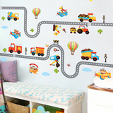 贴画 轨道汽车卡通儿童房男孩卧室背景装饰墙贴纸 幼儿园教室布置