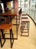 新品实木铁艺酒吧椅 美式复古做旧吧台桌椅 酒吧咖啡厅西餐厅桌椅