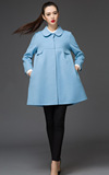 双面羊绒大衣女高端 彼得潘娃娃领A字版品牌羊绒大衣