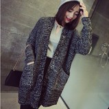 春季新款韩版女针织开衫灰色洋气蝙蝠感慵懒毛衣外套女针织衫