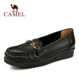 Camel/骆驼单鞋女鞋子平跟 正品头层牛皮夏季套脚妈妈鞋A1504018