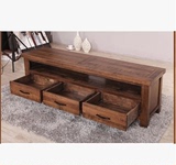 全实木欧式电视柜 橡木视听柜 美式家具做旧风格 实木家具定做