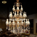 锌合金水晶吊灯大型客厅复式楼玉石欧式蜡烛水晶灯卧室金色吊灯