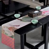 新中式创意桌旗<盛夏荷>软装布艺搭配水墨荷花茶几桌布花鸟床旗