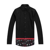 GXG男装 2015冬季商场同款 男士黑色精致拼接衬衫#54203204