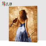 非之语diy数字油画客厅风景人物手绘手工填色装饰画拉提琴的少女