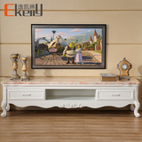 逸凯琳 新款全实木雕花欧式大理石电视柜2米茶几电视柜组合白色