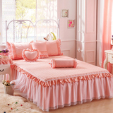 卡米尔全棉纯色床裙夹棉床罩单件公主床套床单床盖1.2/1.5/1.8米
