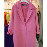 韩国东大门代购2015冬季新款女装茧型毛呢外套女中长款呢子大衣潮