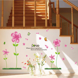 浪漫温馨客厅沙发卧室床头背景装饰墙贴画贴纸楼梯口粉色小花朵