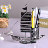 一帆风顺创意铁艺船笔筒办公室装饰现代家居桌面小摆件工艺品礼物