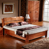 富盛中式全实木床1.8米1.5双人床高箱储物红橡木家具定制现代简约