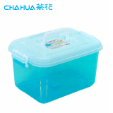 茶花8.5L透明塑料内衣袜子收纳盒2822 家用带盖储物整理箱收纳盒