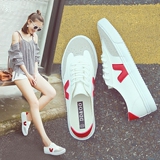 新款小白鞋女皮面帆布鞋女鞋系带韩版学生球鞋女白色休闲鞋子板鞋