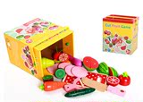 圣诞儿童礼物12件磁性木质水果蔬菜切切乐男女孩过家家厨房玩具