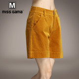 MISS GAMA2016秋装新款大码女装插袋高腰复古灯芯绒短裤女休闲裤