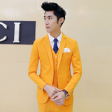 韩版修身西服套装礼服西装三件套  橙色单张头图A470-1-TZ56-P285