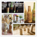 包邮DIY手工麻绳花瓶各种图案 玻璃花瓶 干花瓶 卧室客厅摆件