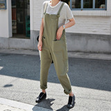 现货韩国代购正品女装2016夏季新款时髦减龄宽松背带休闲裤OZ1002