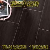 楼兰黑色 全瓷木纹砖 仿木地板瓷砖 仿古砖 TD6122558  120X600
