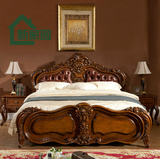 法式软床 实木储物高箱床 欧式古典床美式深色复古床 双人床1.8米