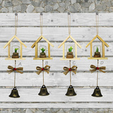 田园新款小多肉微景观创意风铃挂饰 木头房子玻璃罩植物风铃 包邮