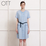 OTT女装  夏装上新 棉弹起绉开襟连衣裙TT50W4341