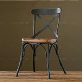 美式乡村复古实木餐椅铁艺个性靠背电脑椅咖啡以时尚LOFT工业风椅