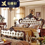 欧式床双人床1.8米 雕花奢华美式实木床深色新古典公主婚床1.5米