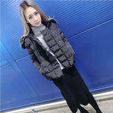 2015新款韩国呢子后摆毛领拼接棉衣女外套冬装短款羽绒棉女装潮