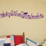 小猫五线谱音符墙贴音乐教室幼儿园学校琴行乐器琴室装饰贴纸包邮