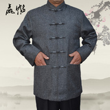 秋冬季新款唐装长袖外套中国风羊毛呢中式夹克男装汉服男上衣外套