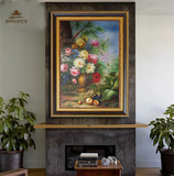 时势艺术纯手绘中式静物花卉油画玄关挂画客厅沙发背景墙装饰画