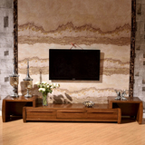 现代新中式胡桃木实木电视柜伸缩地柜储物柜卧室客厅伸缩电视柜