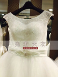 婚纱礼服2015韩式秋冬季新款新娘蕾丝一字肩蓬蓬裙齐地结婚婚纱