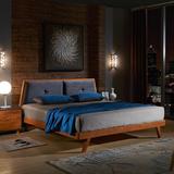 北欧实木床宜家 软靠1.5米双人床简约现代1.8米卧室床橡木布艺床