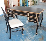 地中海彩绘电脑桌 美式乡村家具 办公桌椅 写字桌 实木雕刻书桌
