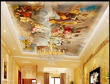 欧式3D宫廷人物油画大型壁画吊顶壁纸酒店KTV客厅卧室天顶墙纸