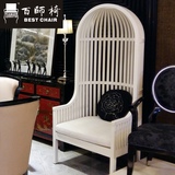 新中式古典鸟笼椅公主椅卡座沙发椅子高背阳台休闲单人椅扶手实木