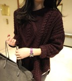 市舶司韩国代购女装2014纯色圆领针织套头毛衣毛衫SU1129【现货】