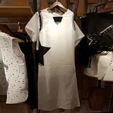 正品代购2016新品女夏装雪纺拼贴图案V领无袖连衣裙2HM2085550
