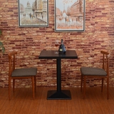 明清简约新古典茶餐厅咖啡台仿木组合布艺椅一桌两椅休闲桌椅组合
