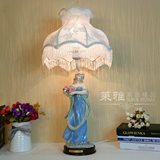 欧式田园高档温馨陶瓷人物台灯 现代卧室床头客厅结婚礼品台灯