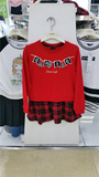 韩国童装代购OURQ2016秋季专柜新款女童中大童红色卫衣长款T恤衫