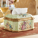 高档欧式纸巾盒奢华复古陶瓷创意餐巾抽纸盒美式摆件家居装饰品