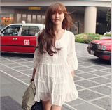 春款女装甜美少女小清新日系蕾丝连衣裙夏季韩版仙女可爱白色裙子