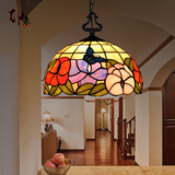 蒂凡尼创意个性欧式田园灯具吊灯餐厅卧室客厅玻璃铁艺过道阳台灯