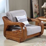 仿古榆木家具 特价中式全实木沙发简约现代 小户型沙发床客厅组合