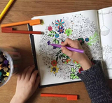 包邮 儿童填色本 学生涂鸦书 画画本 手绘花园 植物风景